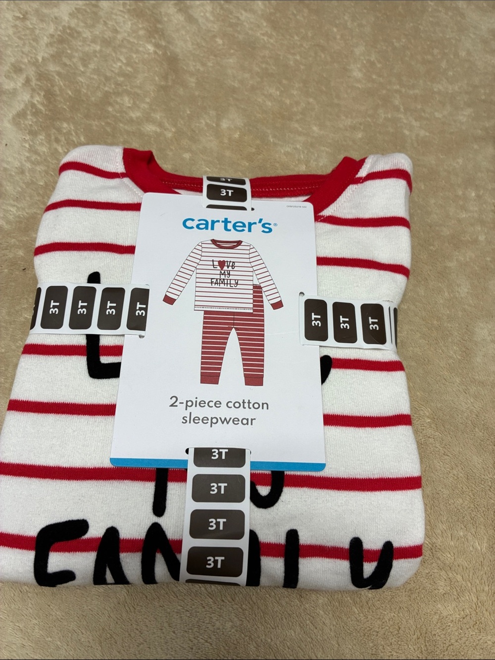 carter's Red & White Striped 2-Piece Cotton Pajama Set